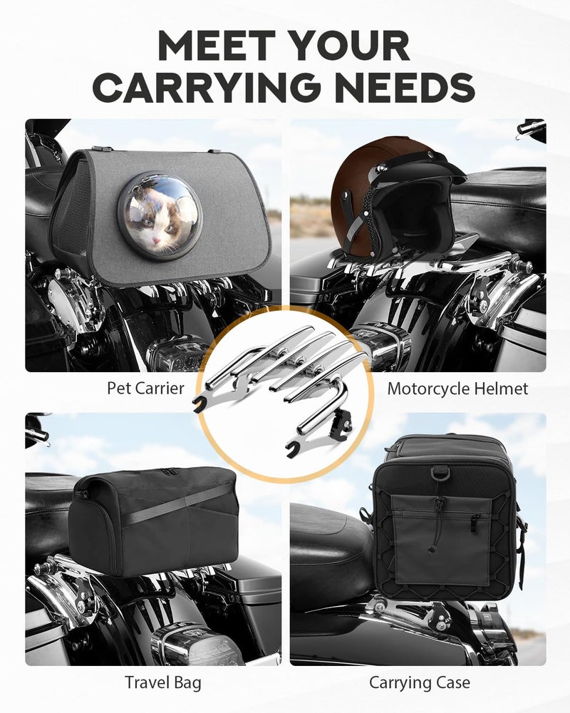 PBYMT Detachable Luggage Rack Compatible for Harley Touring, Stealth Luggage Rack Compatible with Harley Davidson Street Glide Road Glide Road King Electra Glide Ultra Limited 2009-2024 (Chrome) - Image 5